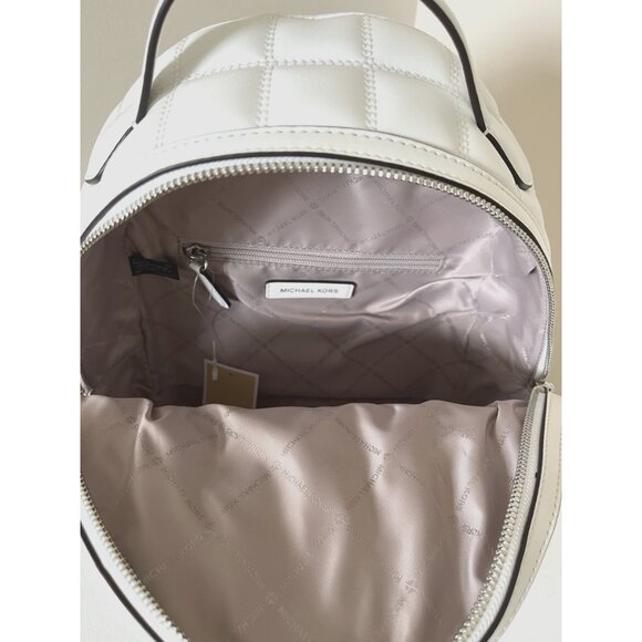 New Michael Kors Sheila Medium Backpack Quilted Optic White